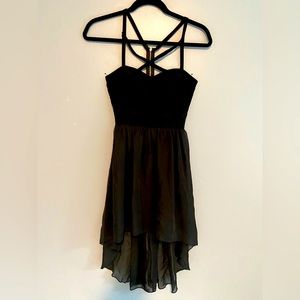 Strappy high low black dress